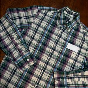 J. Crew Green and Blue Casual Button Down Shirt